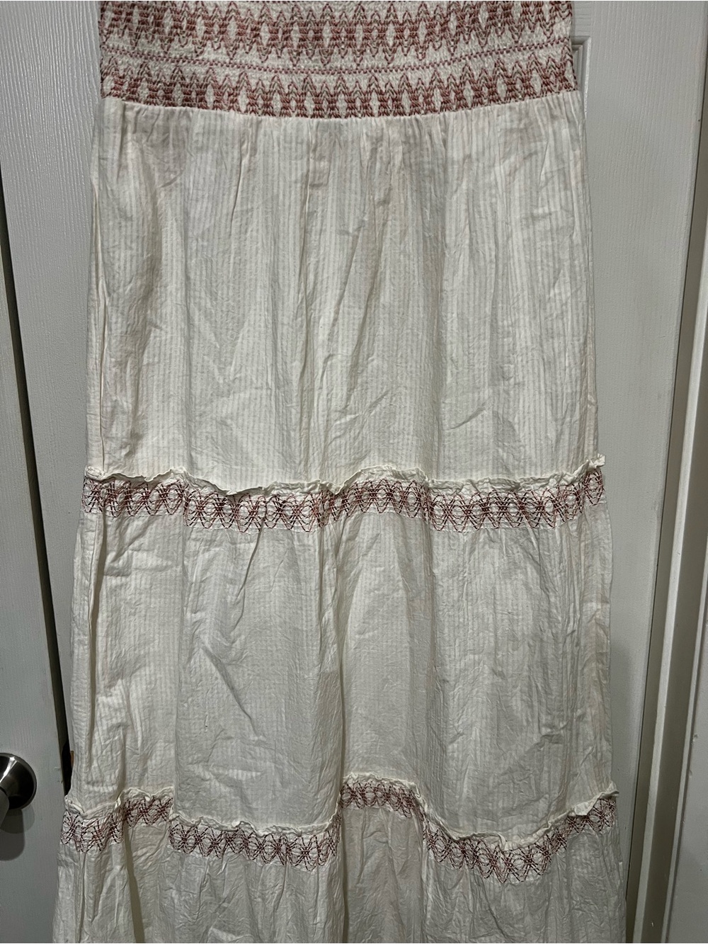 NWT ANTHROPOLOGIE SIM & SAM CREAM SMOCKED TIERED MAXI DRESS  SIZE L - Picture 6 of 14